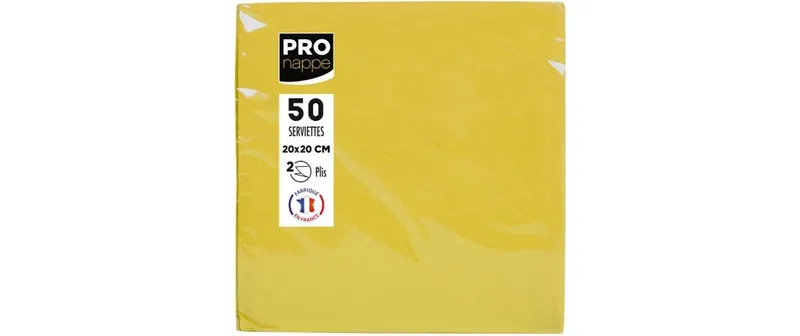 PRO nappe Papierservietten Gelb 20 cm x 20 cm, 50 pieces