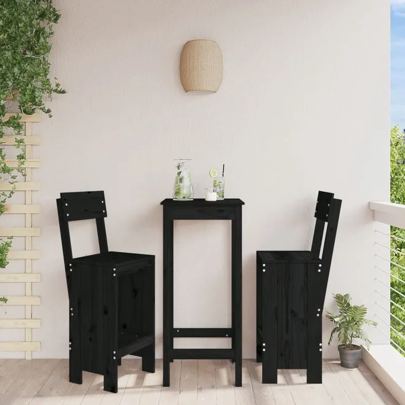 Barhocker 2 Stk. nero 40x48,5x115,5cm legno massiccio pino