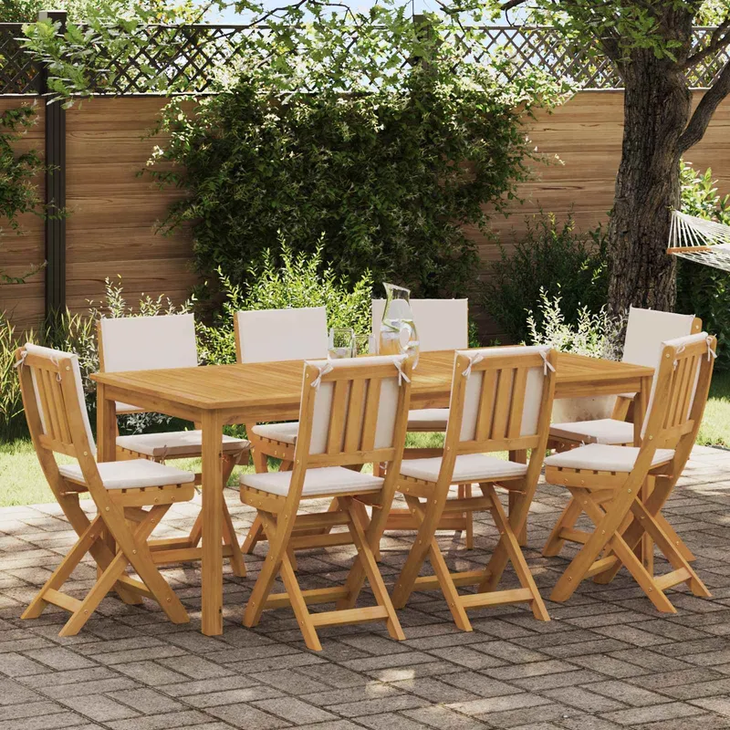 Gartenstuhl 8 stk. Cremeweiß Massivholz Akazie