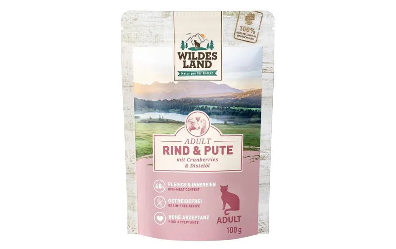 Wildes Land Nassfutter Adult Rind e Pute 100 g