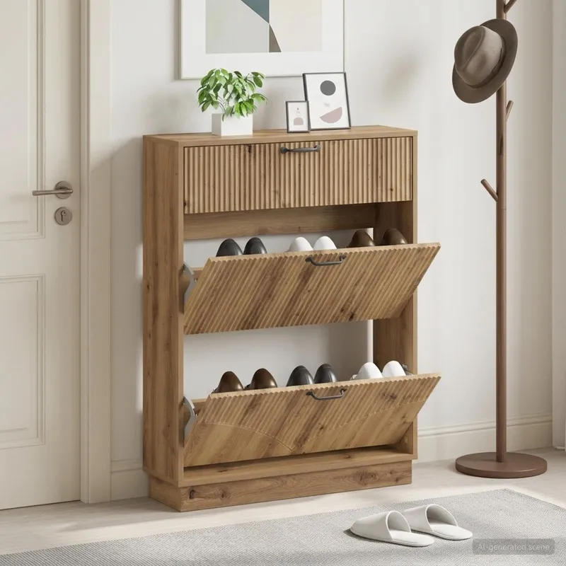 Schuhschrank HOORN 78 x 24 x 100 cm engineered wood Artisan-Eiche