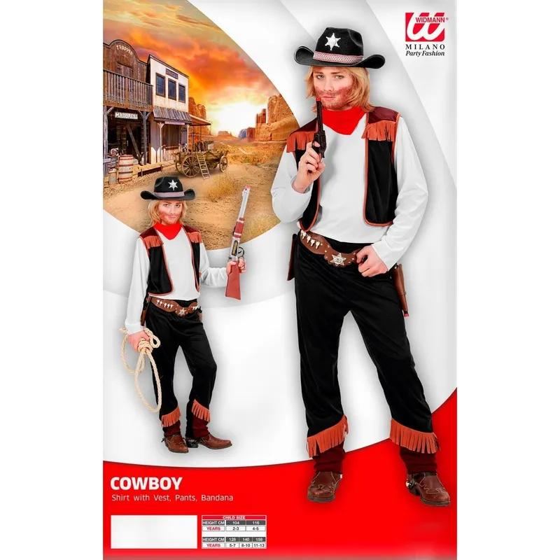 Kinderkostüm Cowboy 158cm schwarz