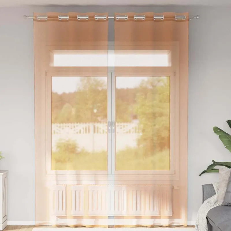 Voile Vorhänge mit Ösen 2 Stk. Terrakotta