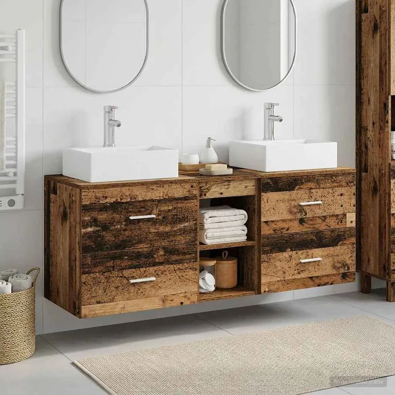 Badezimmerschrank-Set 3 stk. Altholz 49,5 x 41 x 62,5 cm