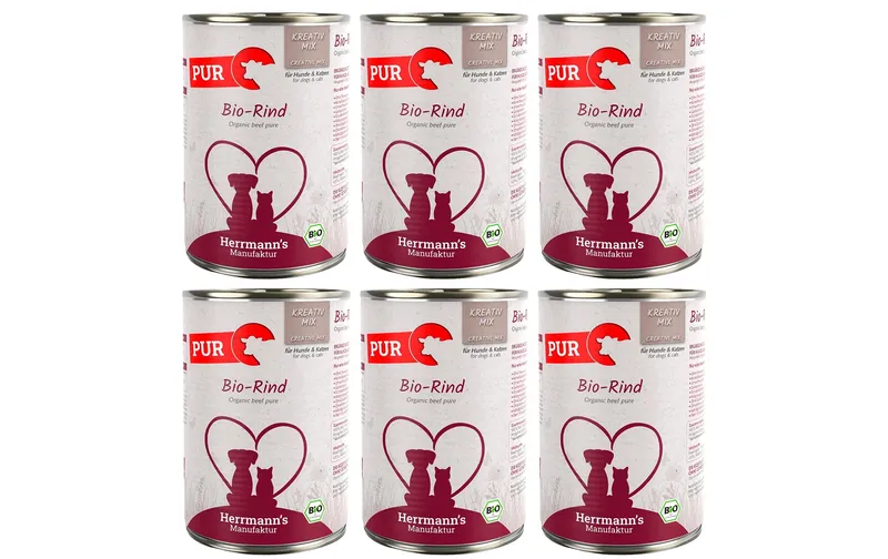 Herrmann's Nassfutter Bio Rind Reinfleisch 6 x 400 g