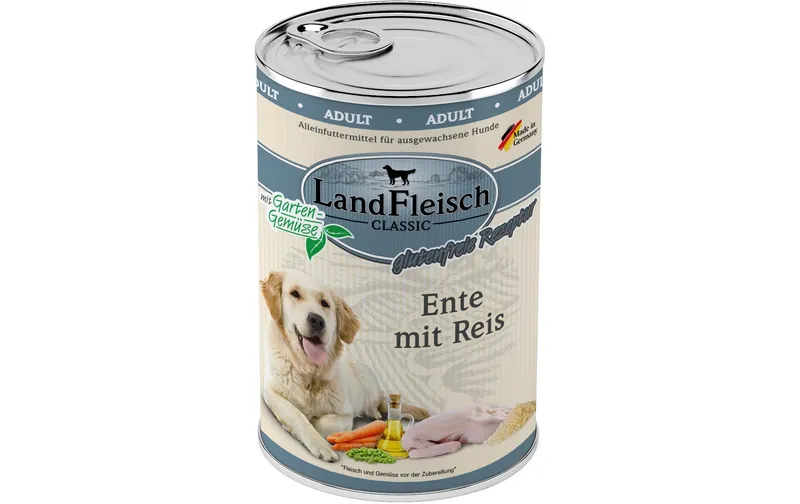 LandFleisch Nassfutter Classic Ente mit Reis, 400 g