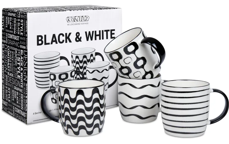 Könitz Kaffeebecher Black & White 300 ml, 1 pezzi, nero/bianco