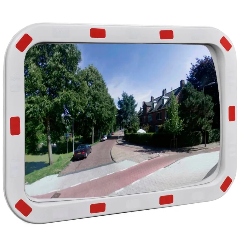 Verkehrsspiegel Konvex Viereckig 40×60 cm mit Reflektoren