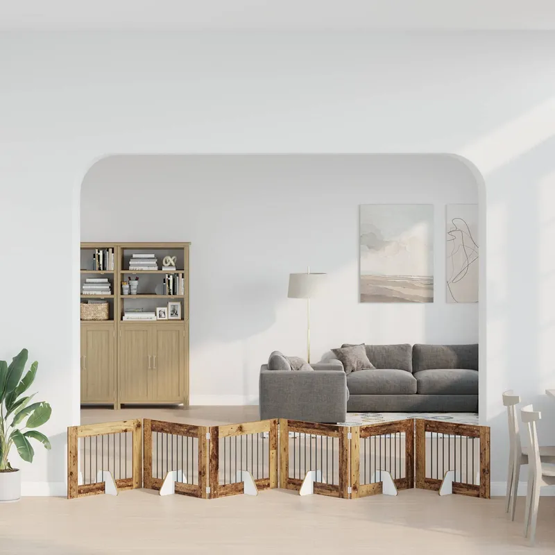 Klappbares Hundetor con Ständern 6 pz. legno antico 482 cm