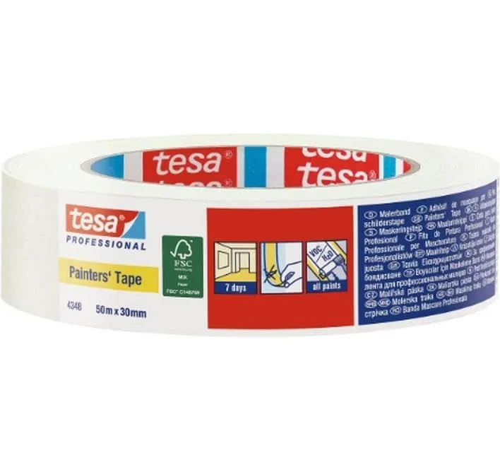 tesa Malerband Krepp Painters Tape 50m x 50 mm, Chamois