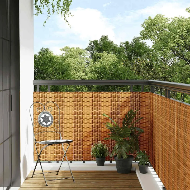 Balkon-privacy screen Hellbraun 1000x90 cm Poly Rattan