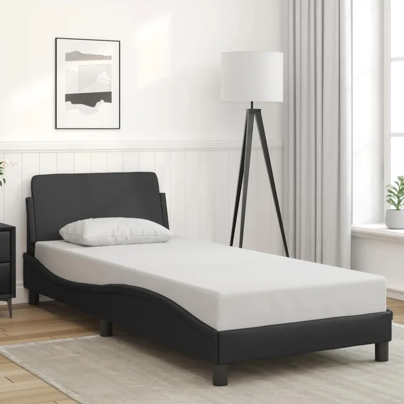 Bettgestell "Dover" nero 90x190 cm Kunstleder