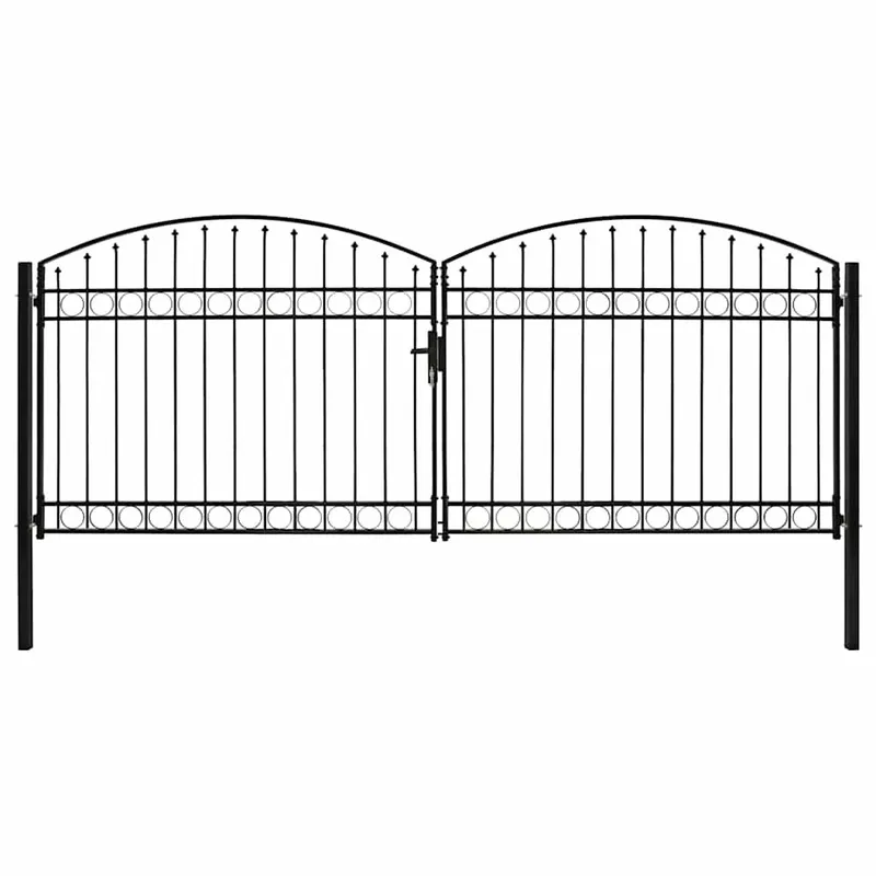Portail de clôture ASSEN à double porte avec arc en acier 400x175 cm