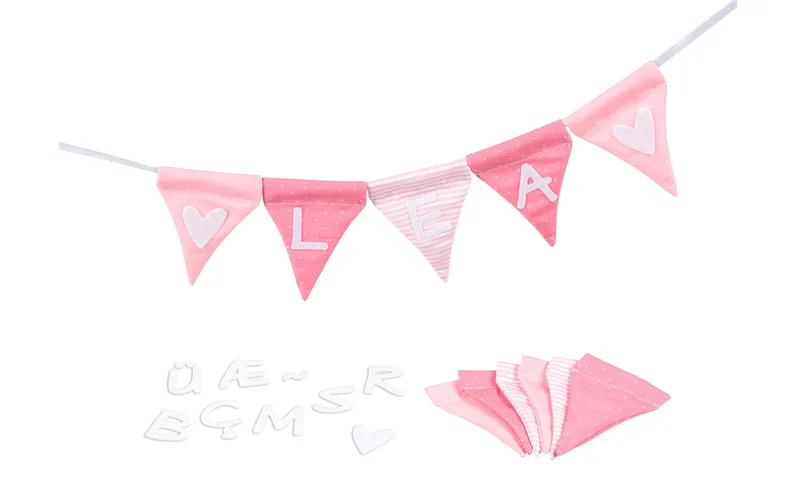 Goki Guirlande de fanions Lettres Rose