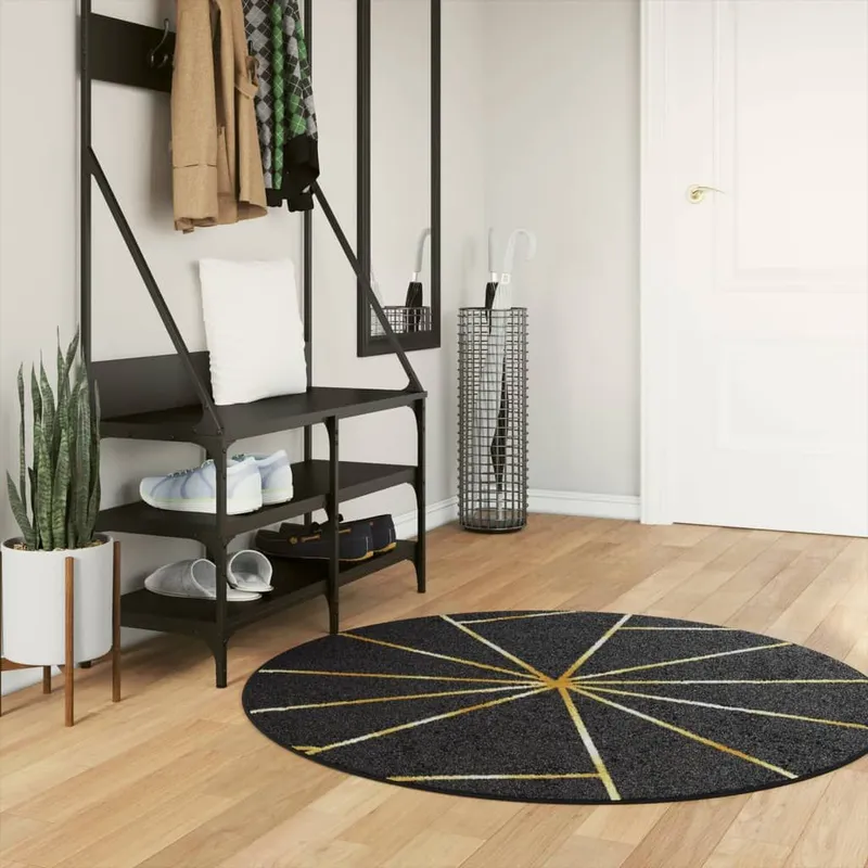 Teppich Waschbar Schwarz und Golden Ø 120 cm