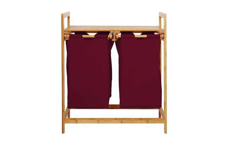 Lumaland Wäschekorb Bambus 60 l, Dunkelrot/marrone