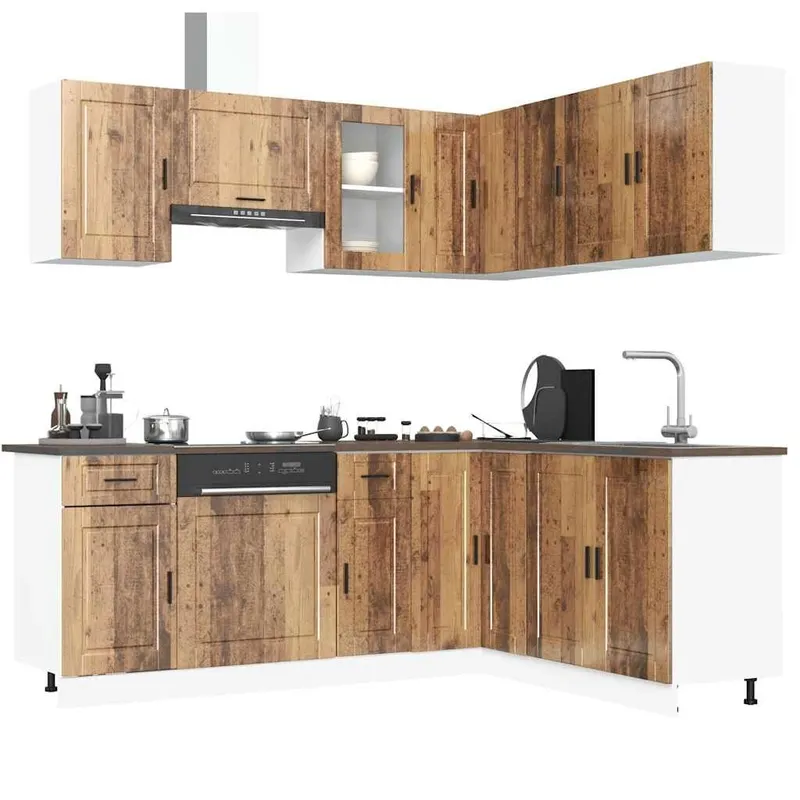 Set 11 Mobili da Cucina Porto Effetto Legno di Recupero in Legno Multistrato