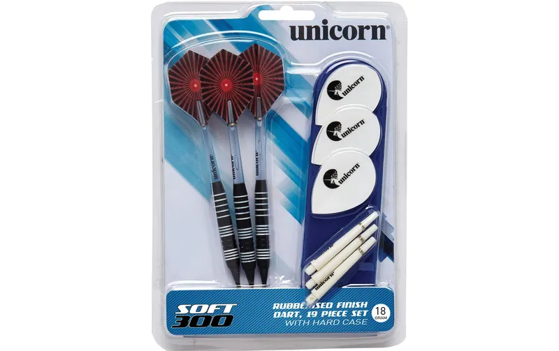 Unicorn Dartpfeile Softdart E300 18g, schwarz, 3 Stück