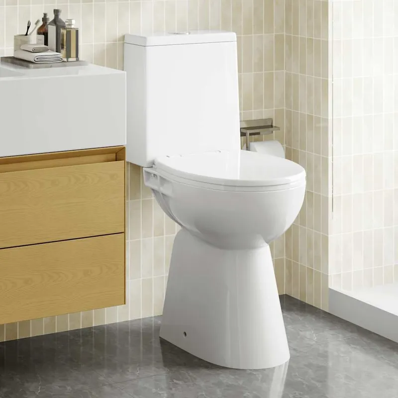 Randloses WC 7 cm Extra Höhe Soft-Close Keramik Weiß