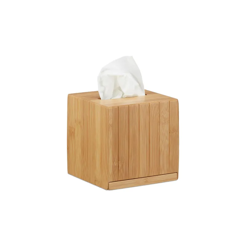relaxdays Kosmetiktücherbox Beige, Holz