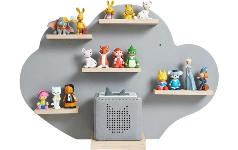 relaxdays Toniebox-Regal Wolke, MDF / Holz, Grau / Hellbraun