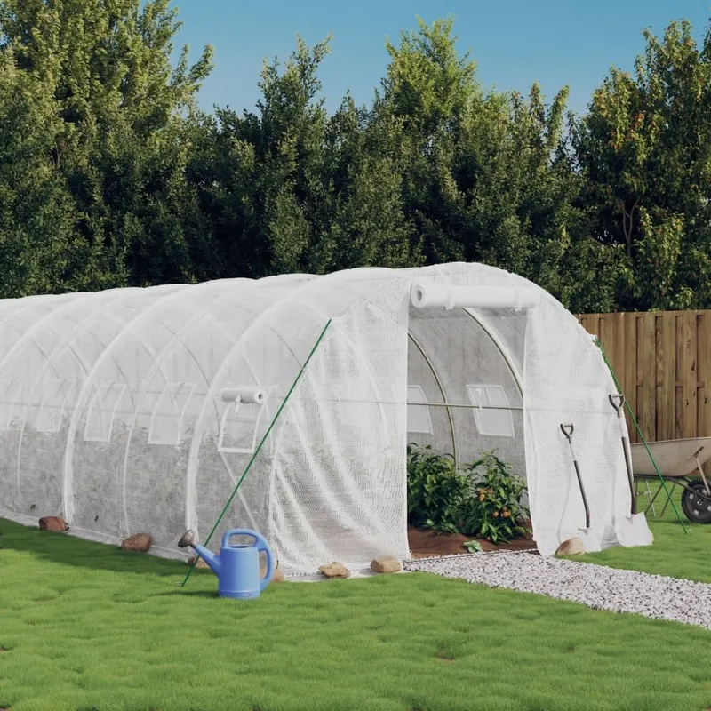 Gewächshaus mit Stahlrahmen bianco 72 m² 24x3x2 m