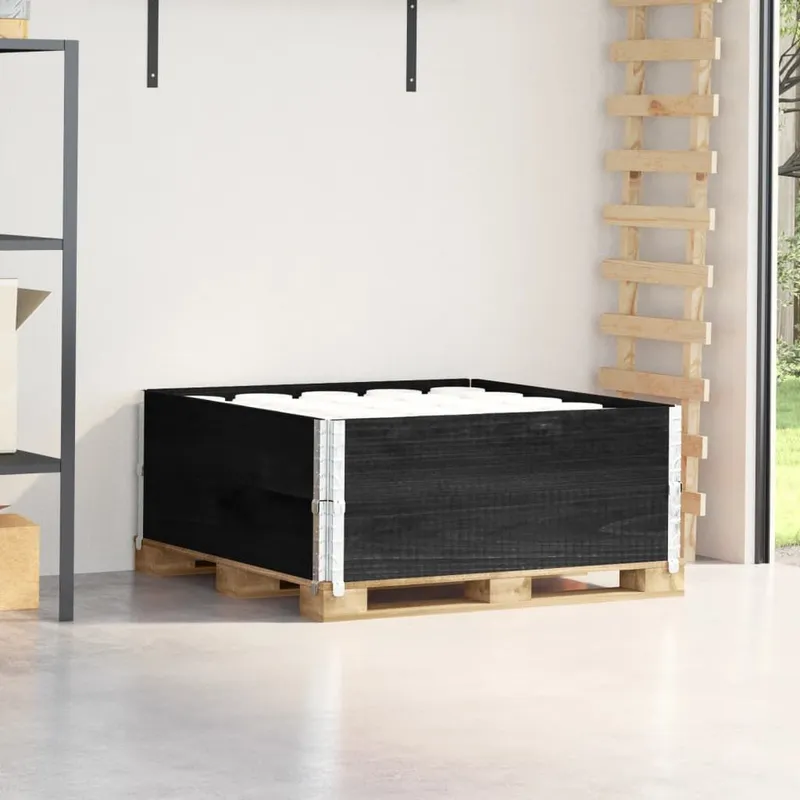 Paletten-Aufsatzrahmen 2 Stk. Schwarz 100x100 Massivholz Kiefer
