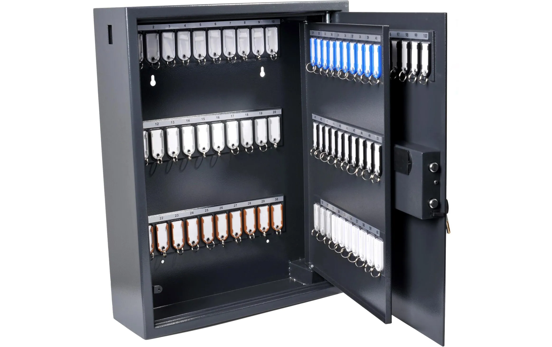 Pavo Schlüsselsafe Magnettag 100 Haken, Grau