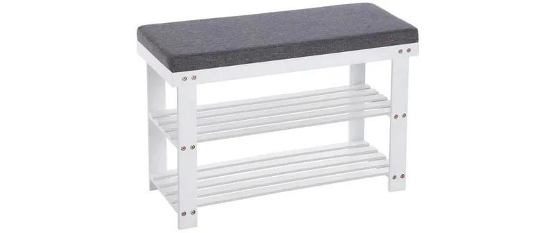 Songmics Schuhétagère avec Bank en Bambus, gris/blanc