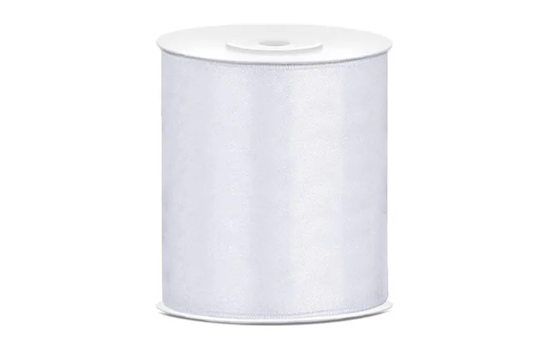 Partydeco Satinband 10 cm x 25 m, white