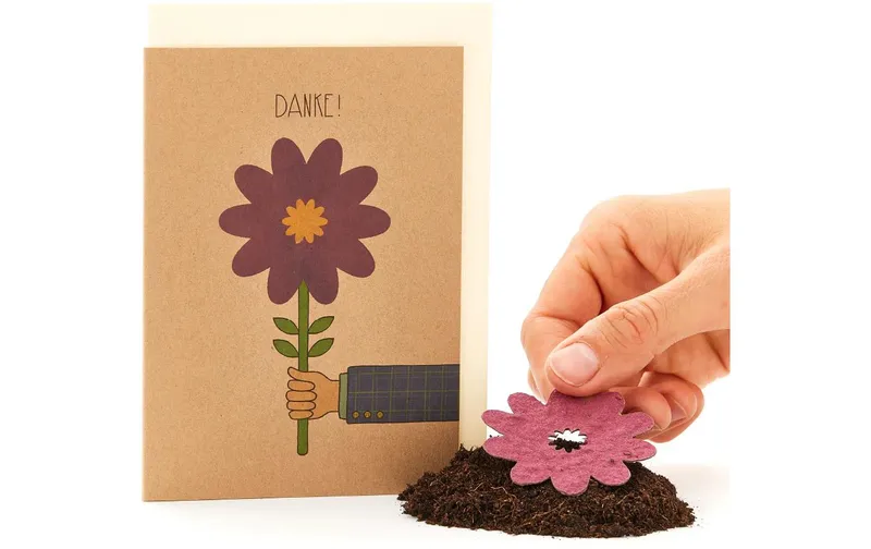 Die Stadtgärtner Dankeskarte Klappkarte A6 mit Blumensamen und Couvert