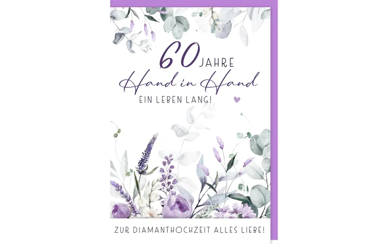 brun + Company Glückwunschkarte 60 ans Hand in Hand 11.5 x 17 cm