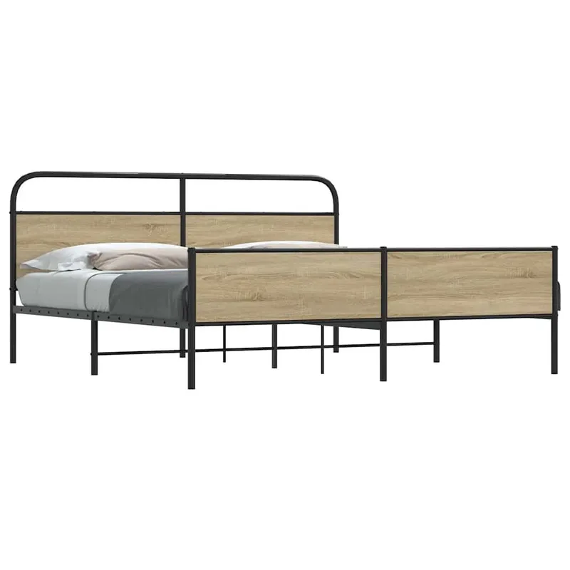 letto in metalloo senza materasso rovere affumicato 183x213 cm