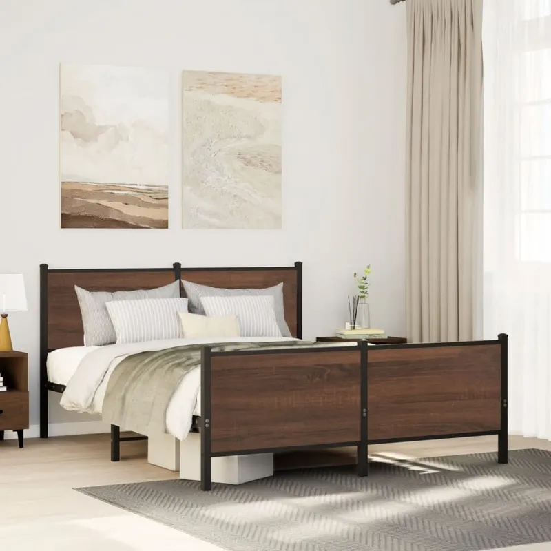 letto in metalloo senza materasso marrone roveren-Optik 140x190 cm