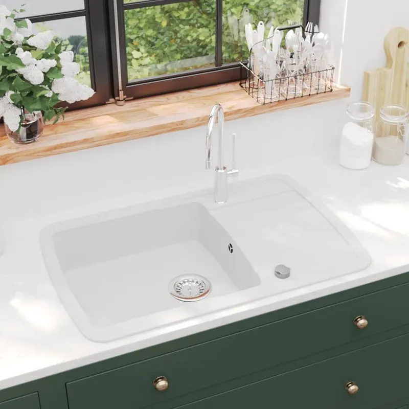 Granitspüle Einzelbecken bianco