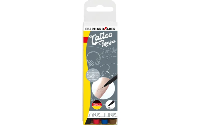 Eberhard Faber Tattoostift One Line 4 Stück, Mehrfarbig