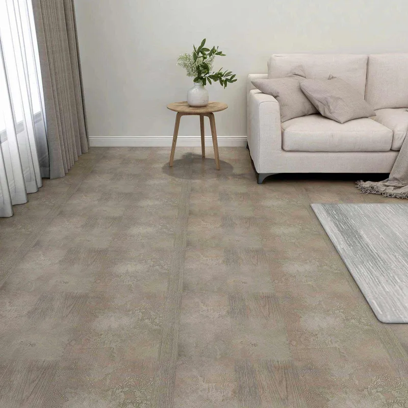 Planches de sol Marron foncé et gris 5,11 m² 55 pièces PVC