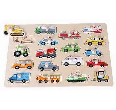 Spielba Holzspielwaren Puzzle Fahrzeuge gross avec Griffli