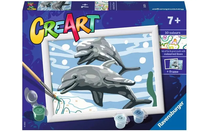 Ravensburger Malen nach Zahlen Eine Delfinschar mit 10 Acrylfarben