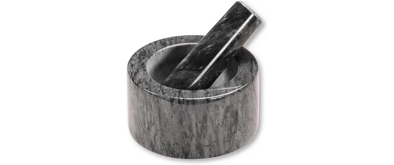 Mortier Kesper avec pilon en marbre gris poli 13 x 8 cm