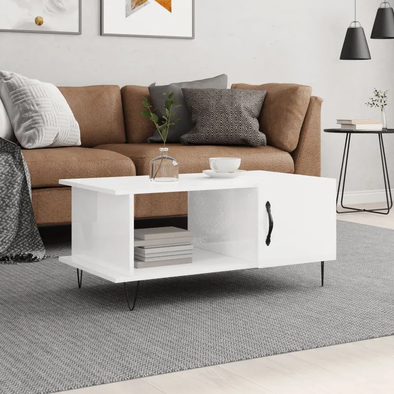 Couchtisch Hochglanz-bianco 90x50x40 cm derivato del legno