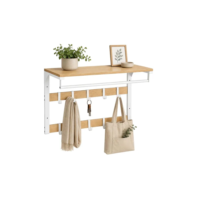 relaxdays Meubel murale pour vestiaire 65 cm x 42 cm, Blanc/Marron