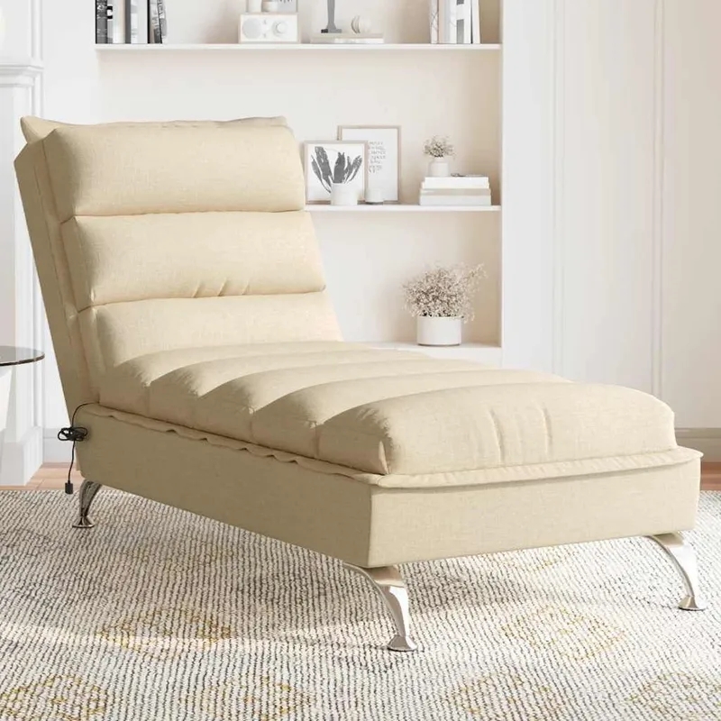 Massage-Chaiselongue mit Kissen Creme tessuto