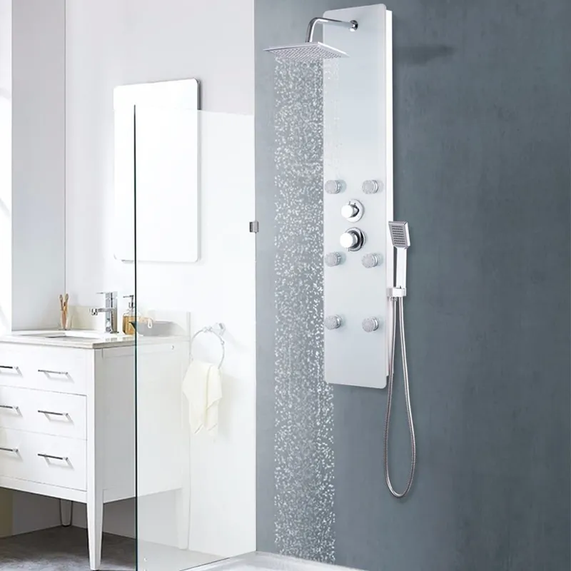 Duschpaneel Glas 25×44,6×130 cm Weiß