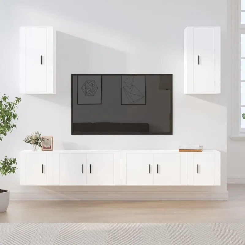 6-tlg. TV-Schrank-Set Weiß Holzwerkstoff