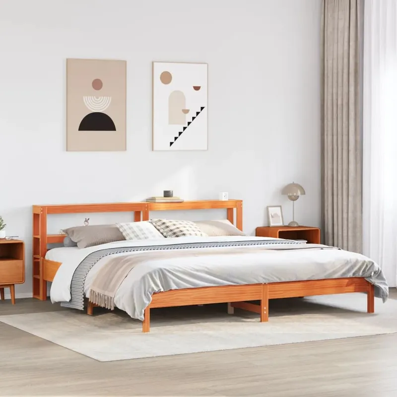 letto in legno massiccio senza materasso marrone cerato 200x200 legno di pino