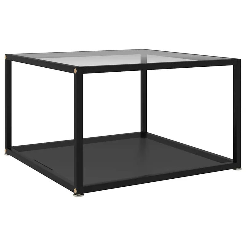 Couchtisch Transparent und Schwarz 60x60x35 cm Hartglas