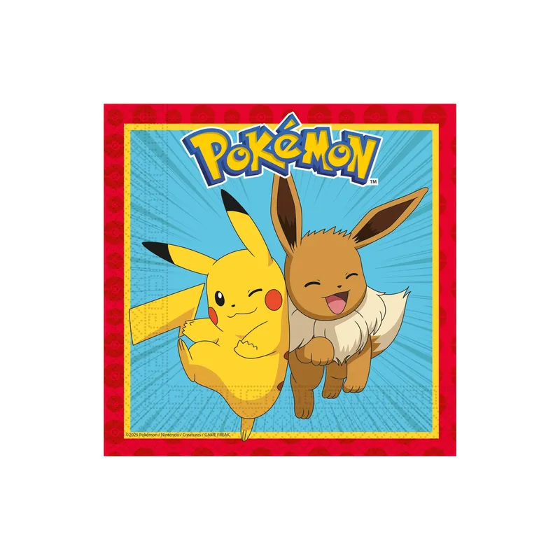 We fiesta Party Servietten Pokémon 33 x 33 cm, 20 pièces, rouge