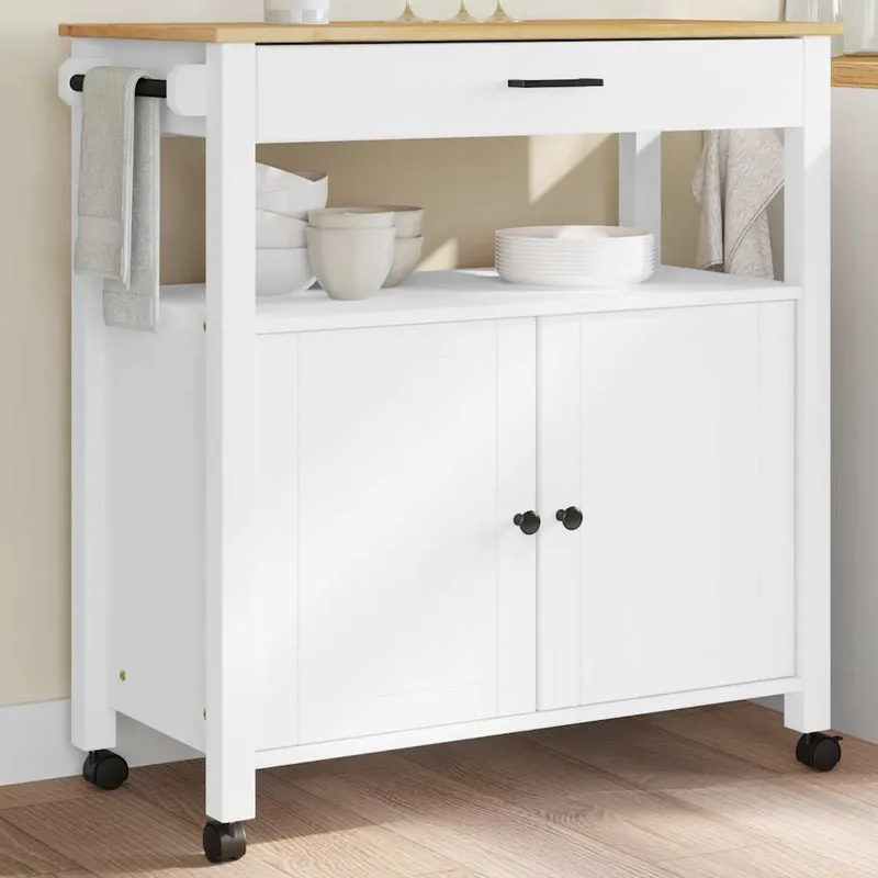 Chariot de cuisine MONZA 84x40x88,5 cm bois massif de pin