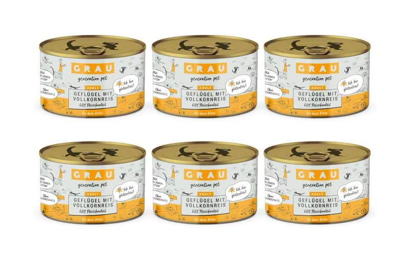 gris Nassfutter Geflügel et Vollkornreis 6 x 200 g